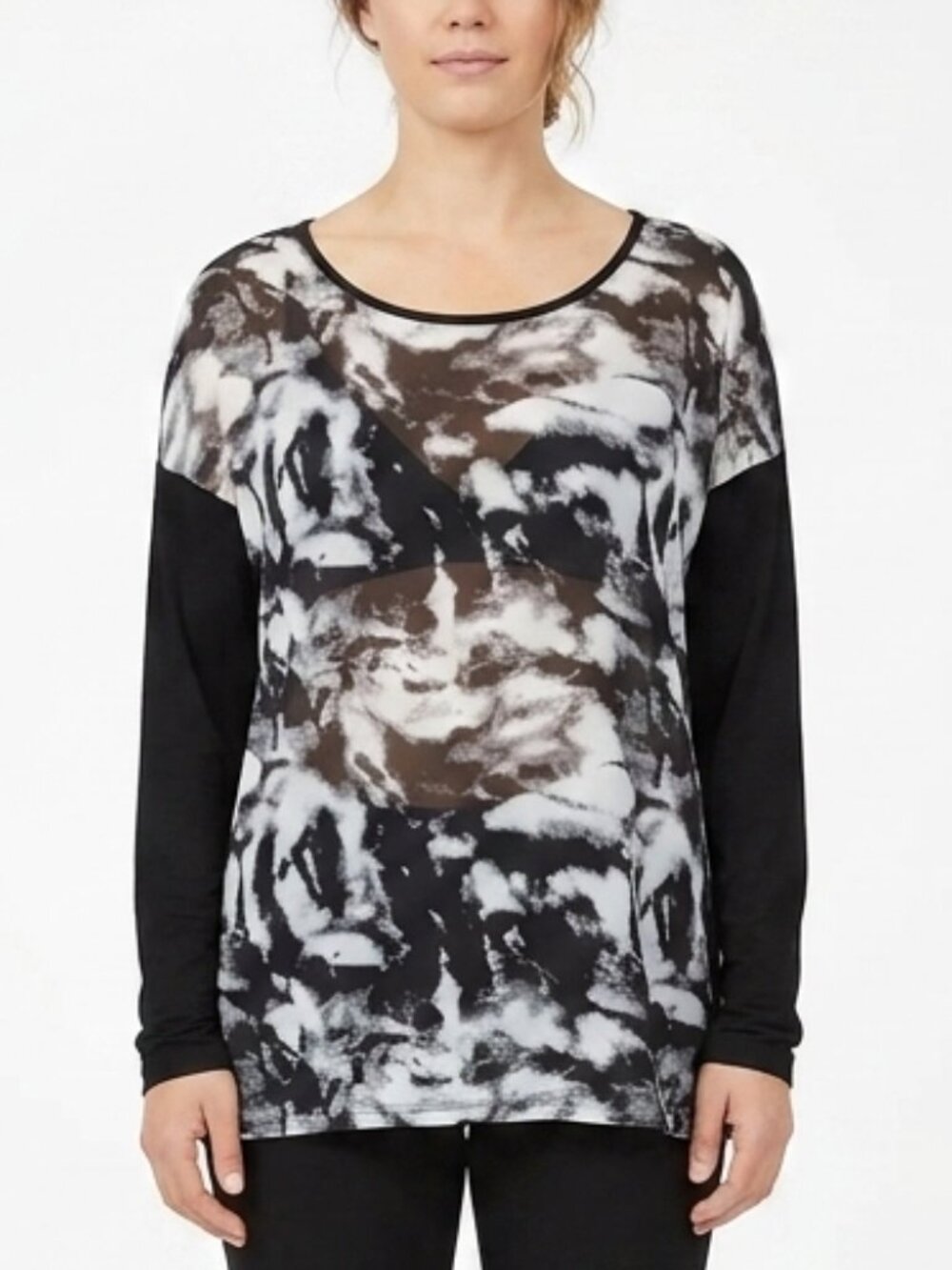 Buffalo by David Bitton Sheer Front "Teresa" Long Sleeve Pull On Top- Sz. Med